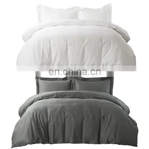 Eco-friendly Queen 400TC Water Resistant Bamboo Duvet Cover Set With Transparent Button thumbnail-2