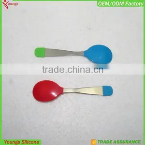 FDA Silicone Spoon With Stainless Steel Handle Silicone Baby Spoon thumbnail-5