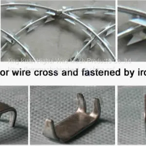 High Security Razor Wire Hot Dipped Galvanized Concertina Garden Fence With Razor Clips thumbnail-4
