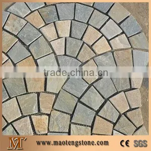 Fan Shaped Mesh Paving Stone, Multicolor Slate Paving on Mesh thumbnail-1