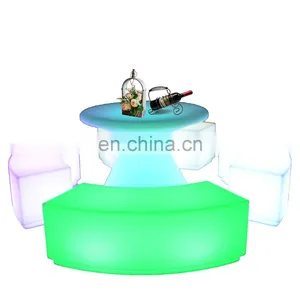Modern Coffee Shop Tables and Chairs /Led PE Light Up Chair for Restaurant Discotheque Pub Used Glowing Bar Table thumbnail-1
