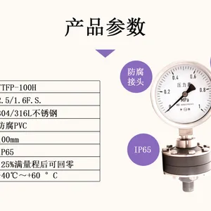 Stable Measurement, Anti-corrosion Joints, Full Range, Special Material PVC Diaphragm Pressure Gauge 2.5 Accuracy 100mm, PVC Diaphragm Pressure Gauge Accuracy 1.6FS Full Range Bottom Connection 100mm, Anti-corrosion Joint thumbnail-5