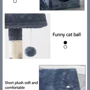 Meow Love Wooden Scratcher Tower Cat Tree House Climbing Cat Tree Tower Shelves For Indoor Cats thumbnail-4