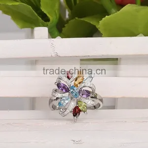 Stock Classical 925 Sterling Silver Promotional Ring With Mix Natural Stone thumbnail-2