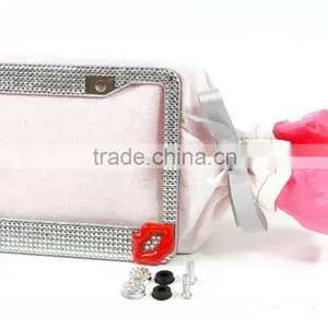 Hot Red Lip Bling Crystal Stainless Steel Rhinestone Plate Frame Accessory thumbnail-2