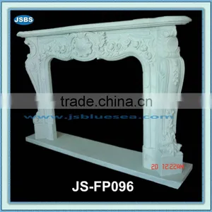White Stone Interior Fireplace Surround With Simple Decorative thumbnail-1