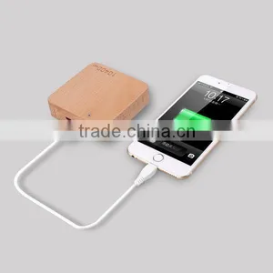 AWC911 Best Portable Wood Charger Portable Polymer Battery 5200mah 7800mah 10400mah Square Wooden Charger Power Bank 10400 thumbnail-6
