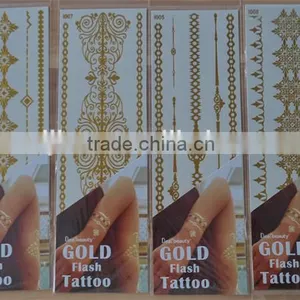 2015 NEW Arabic Temporary Tattoos Face Jewelry Sticker Golden Tattoo 7.5*23cm thumbnail-1