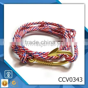 Double Heart Bracelet Fashion Anchor Charms Wax Rope Bracelet Love Bracelet Leather Bracelet Jewelery thumbnail-1