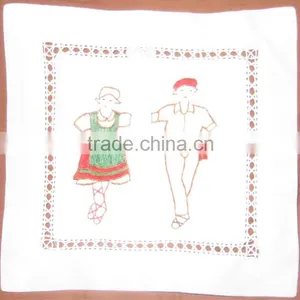 100% Linen Hand Embroidery Pattern Coaster thumbnail-1
