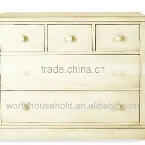 Wooden Cabinet, Rustic White Color, Storage for Clothes thumbnail-1