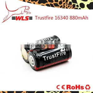 Original 16340 Li-ion Battery Trustfire 3.7V 16340 880mah Rechargeable Cell Made in China thumbnail-1