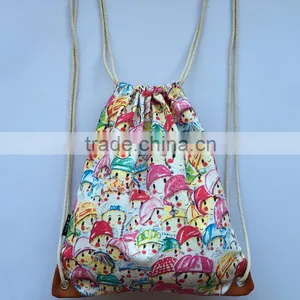 Children Cartoon Graffiti Bundle Mouth Bag Draw Canvas Backpack Bag thumbnail-4