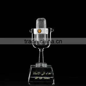 Microphone Trophy TV Show Competetion Award With Flag Engraving K9 Crystal Eurovision Song Contest Eurovision Trophy Quality Choice thumbnail-3