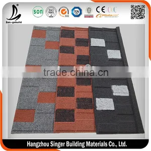 Red Color Stone Coated Metal Roofing Tile With Modern Classical Roof Tile thumbnail-2
