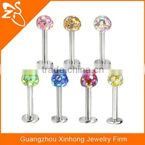Surgical Stainless Steel Epoxy Crystal Lip Body Piercing Jewelry thumbnail-1