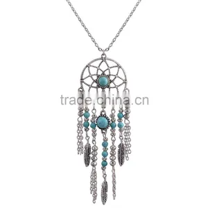 Collier Femme Plume Dreamcatcher Native American Fringe Necklace Collier Attrape Reve Colares Boho Chic Collana Acchiappasogni thumbnail-6