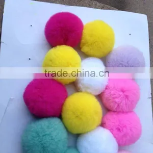 Natural Rex Rabit Fur Pompoms Wholesale Fur Pom Poms / 8cm Fur Ball Keychain Quality Choice thumbnail-3