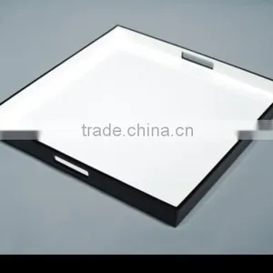 High Quality Square White and Black Lacquer Serving Tray Table thumbnail-1