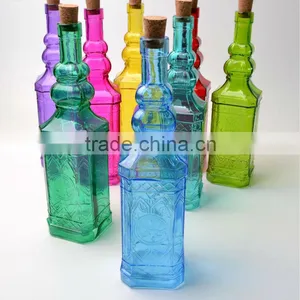 Popular Glass Colored Water Bottle With Wood Stopper thumbnail-1