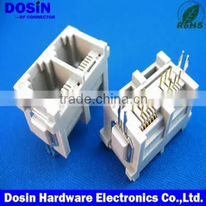 White Plastic 2 Port RJ45 Connector/RJ45 Plugs thumbnail-1