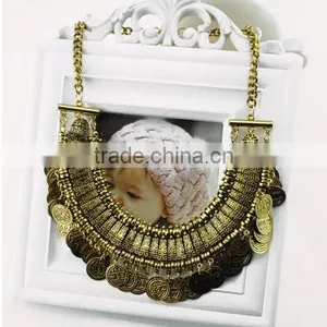 New Arrived European Women Carving Coins Tribal Jewelry Tassels Exaggerate Necklace thumbnail-5