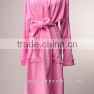 Ladies Pink Velvet Hotel Long Winter Bathrobe thumbnail-1