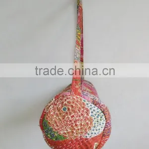 Red Kantha Yoga Bag Hippie Cross Body Bag Vintage Yoga Mat Bag Indian Ethnic Traditional Yoga Bag Embroidery Bag thumbnail-4