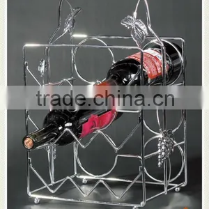 Chrome Metal Wine Holder With Handle thumbnail-1