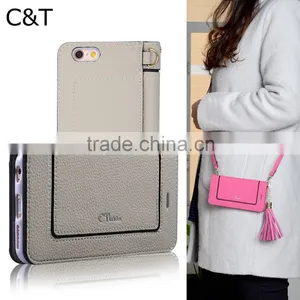 C&T Detachable Strap PU Leather Wallet Handbeg Protective Smartphone Shell for IPhone SE thumbnail-1