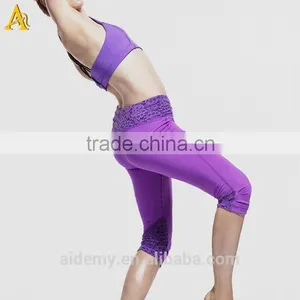 86% Nylon 14% Spandex Custom Purple Color Sports Yoga Leggings thumbnail-2