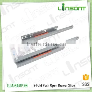OEM Factory 2-fold Undermount Push Open Telescopic Channel Furniture Fittings Drawer Slide thumbnail-1