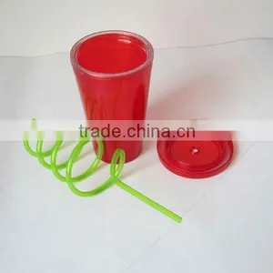 Plastic Cup With Lid and Straw thumbnail-1