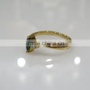 Emerald Diamond Gold Ring 14K 0.05cts Dia 1.80gms Gold thumbnail-5