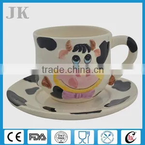 Cheap Emboss Ceramic Milk Mug With Saucer Wholesale thumbnail-1