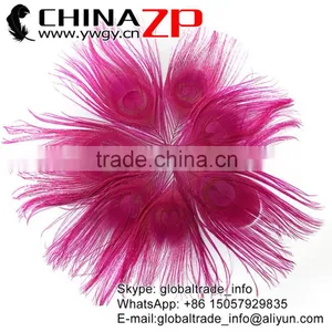 No.1 Supplier ZPDECOR Wholesale Selected Prime Quality Dyed Hot Pink Trimmed Short Peacock Feathers for Decoration thumbnail-1