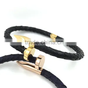 TOP QUALITY Stainless Steel Python Nail Bracelet 18K Gold Plated Women Jewelry Nail Screw Cuff Bangle thumbnail-5