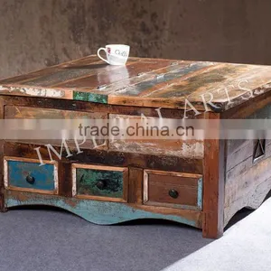 Antique Recycled Wood Box With 3 Drawer thumbnail-1