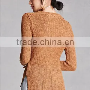 Guangzhou Factory Manufacturer Fashion Hollow Irregular Hem New Design Girls Sweaters 2016 Custom thumbnail-2