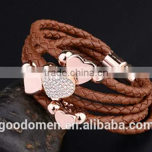 Zinc Alloy Silver Cross Leather Charm Pendant Bracelet thumbnail-1
