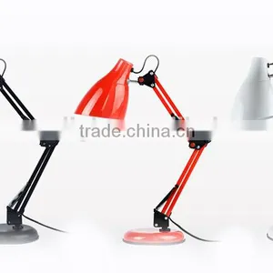 Adjustable Height Modern Bend Desk Lamp Metal In Black White And Red Finish Bedroom Living Room Table Lamp thumbnail-1