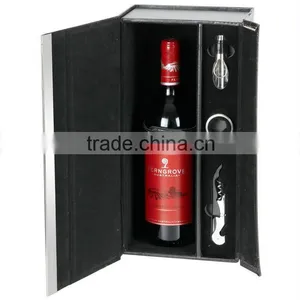 Factory Wholesale Custom Luxury Single Bottled Wine Box, Leather Black Beautiful Gift Box thumbnail-3