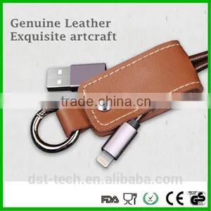 High Quality Leather Data Cable Charger Keychain for Iphone thumbnail-6