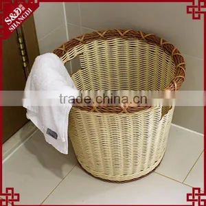 S&D China Large Size New Round Rattan Woven Colored Plastic Storage Baskets, Plastic Laundry Basket thumbnail-1