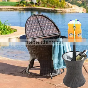 Outdoor PE Rattan Woven Wine or Beer Cooler Table Garden Patio Party Decorative Adjustable Design Bulk Ice Bucket thumbnail-2