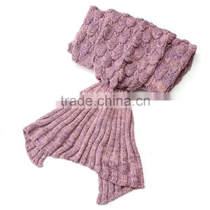 Christmas Gift Wholesale Custom Acrylic Material Kids Children Adults Knitted Crochet Mermaid Tail Blanket thumbnail-5