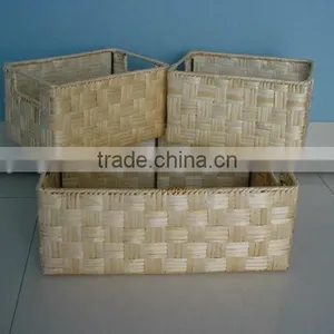 Vietnam Water Hyacinth Baskets, Rectangular Water Hyacinth Basket With Cutting Handle - Made in Vietnam thumbnail-1