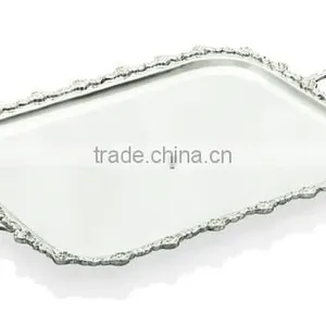 Silver Plated Rectangle Decorative Mirror Tray thumbnail-1