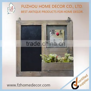 Hot Selling Vintage Wooden Wall Black Board With Shelf and Hooks Decor thumbnail-3