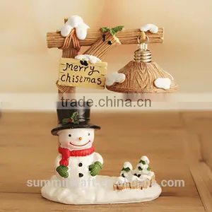 Resin Houses Decorated With Christmas Lights Snowman Lamp thumbnail-2
